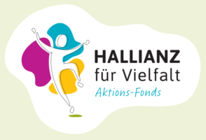 Das Logo der HALLIANZ mit der Aufschrift: "Hallianz für Vielfalt. Aktions-Fonds."